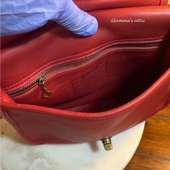COACH vintage RED suede Crescent Berkeley🔥beaut - Picture 13 of 15